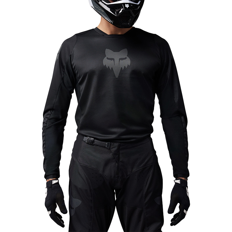 Fox MX25 180 Blackout motocross jersey and pants kit in black performance racing design